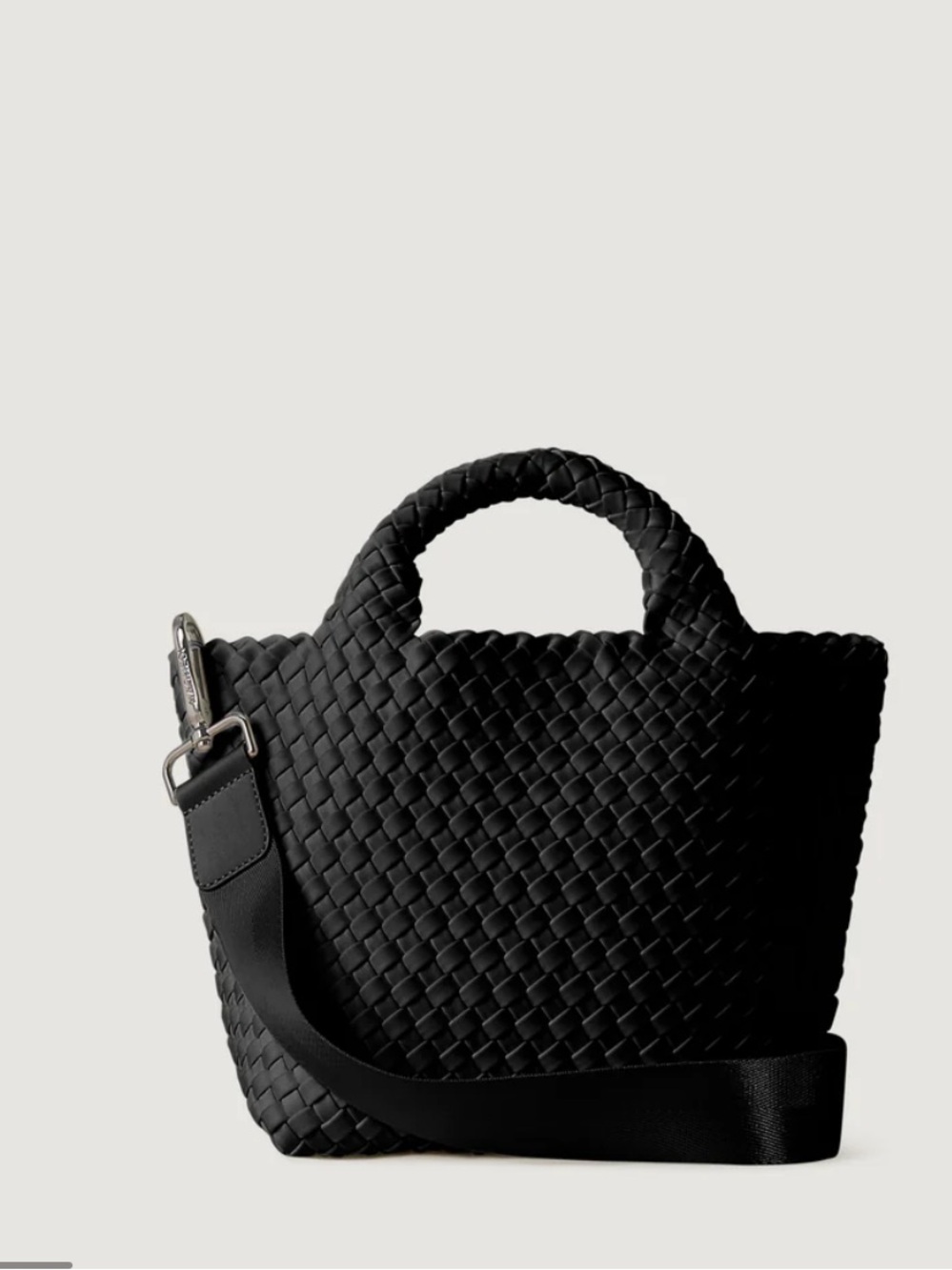 Naghedi- Onyx St. Barths Small Tote - Woven Leather Shoulder Bag